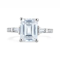 Caroline 3 ct Emerald-Cut Natural Diamond Ring in 18K Gold
