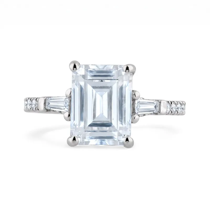 Caroline 3 ct Emerald-Cut Natural Diamond Ring in 18K Gold