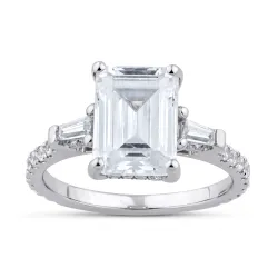 Caroline 3 ct Emerald-Cut Natural Diamond Ring in 18K Gold