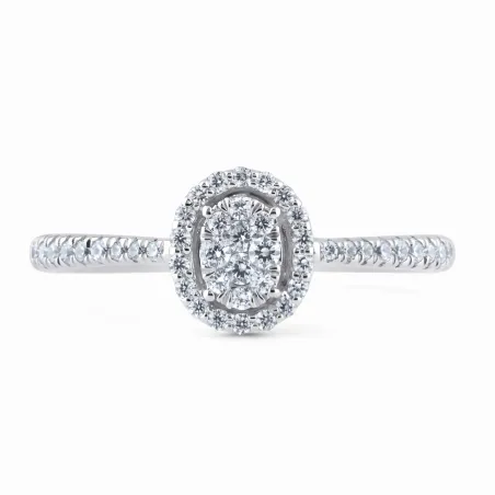 Anillo Clara Ovalado en Oro de 18K con Halo de Diamantes Naturales