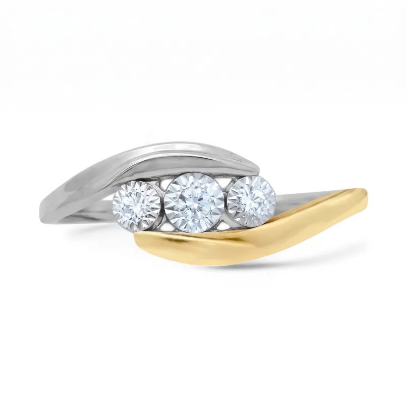 Bague Trilogie Diamants Naturels Yamina en Or Bicolore 18K