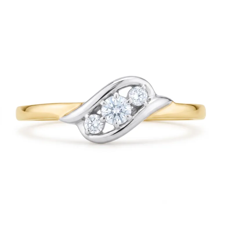 Suzy Trilogy Natural Diamond Ring in 18K Two-Tone Gold