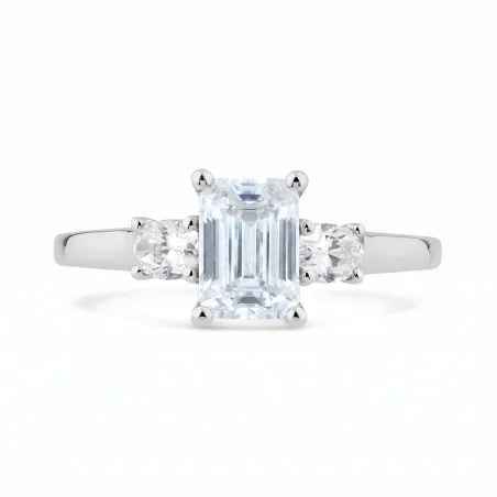 Carla Emerald-Cut Natural Diamond Ring in 18K Gold
