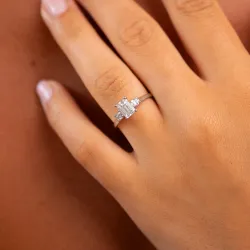 Carla Emerald-Cut Natural Diamond Ring in 18K Gold | Celinni
