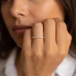 Cluster Diamond Half Band Ring in 18K Gold or Platinum | Celinni