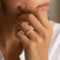 Cluster Diamond Half Band Ring in 18K Gold or Platinum | Celinni