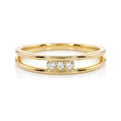 Open Band Three Diamond Ring in 18K Gold or Platinum