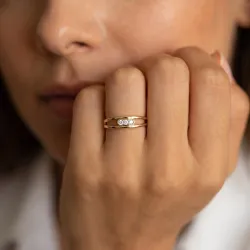 Open Band Three Diamond Ring in 18K Gold or Platinum