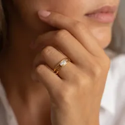 Open Band Three Diamond Ring in 18K Gold or Platinum