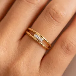 Open Band Three Diamond Ring in 18K Gold or Platinum