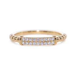 Milgrain Pavé Diamond Band Ring in 18K Gold or Platinum