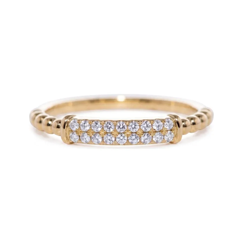 Milgrain Pavé Diamond Band Ring in 18K Gold or Platinum