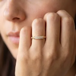 Milgrain Pavé Diamond Band Ring in 18K Gold or Platinum