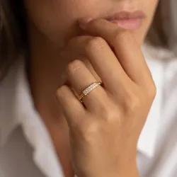 Milgrain Pavé Diamond Band Ring in 18K Gold or Platinum