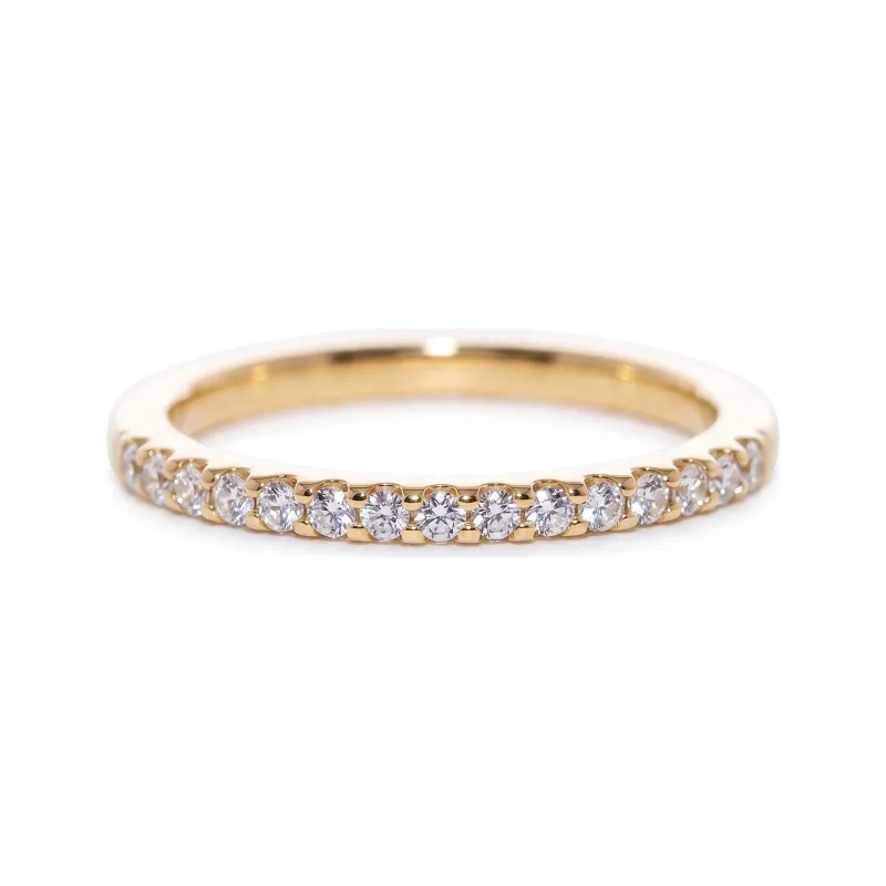 Pavé Half Eternity Ring in 18K Gold or Platinum | Celinni