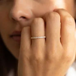 Pavé Half Eternity Ring in 18K Gold or Platinum | Celinni