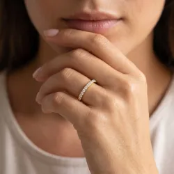Pavé Half Eternity Ring in 18K Gold or Platinum | Celinni