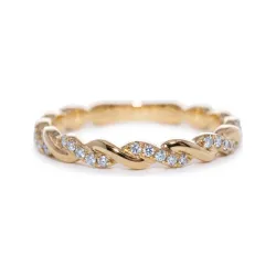 Twisted Eternity Diamond Ring in 18K Gold or Platinum