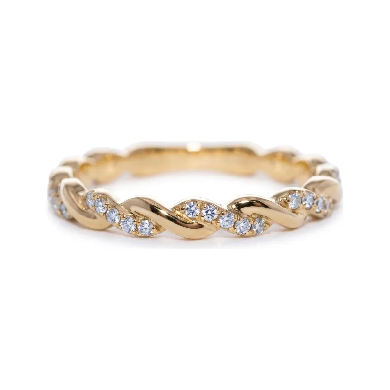 Twisted Eternity Diamond Ring in 18K Gold or Platinum