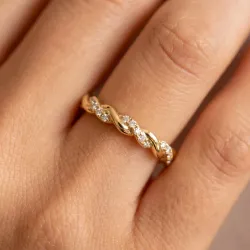 Twisted Eternity Diamond Ring in 18K Gold or Platinum