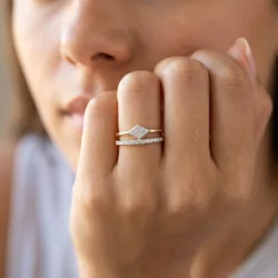 Double Band Pav&eacute; Diamond Ring in 18K Gold or Platinum