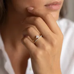 Double Band Pav&eacute; Diamond Ring in 18K Gold or Platinum