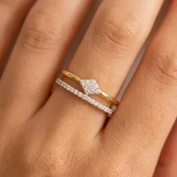 Double Band Pav&eacute; Diamond Ring in 18K Gold or Platinum
