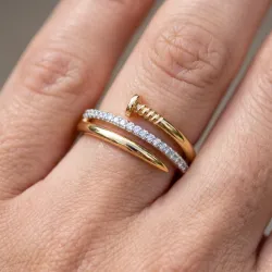 Pavé Nail Diamond Ring in 18K Gold or Platinum | Celinni