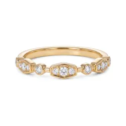 Geometric Diamond Wedding Band in 18K Gold or Platinum