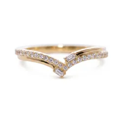Chevron Baguette Diamond Ring in 18K Gold or Platinum