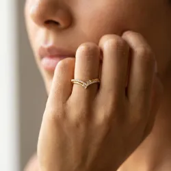 Chevron Baguette Diamond Ring in 18K Gold or Platinum