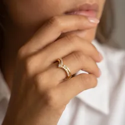 Chevron Baguette Diamond Ring in 18K Gold or Platinum