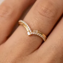 Chevron Baguette Diamond Ring in 18K Gold or Platinum
