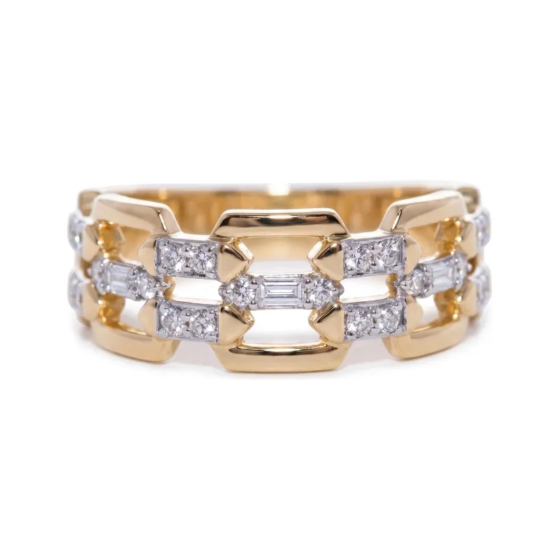 Diamond Link Ring in 18K Gold or Platinum | Celinni