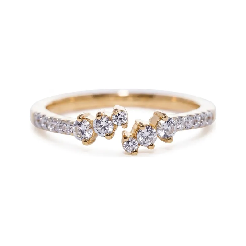 Open Diamond Cascade Ring in 18K Gold or Platinum | Celinni