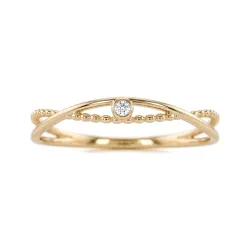 Bezel Set Diamond Crossover Ring in 18K Gold or Platinum