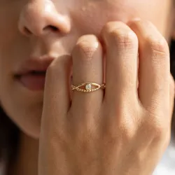 Bezel Set Diamond Crossover Ring in 18K Gold or Platinum