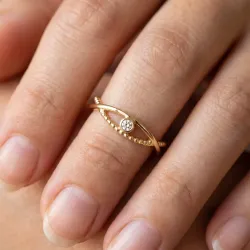 Bezel Set Diamond Crossover Ring in 18K Gold or Platinum