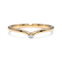 Chevron Solitaire Ring in 18K Gold or Platinum | Celinni