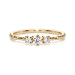 Milgrain Trilogy Diamond Ring in 18K Gold or Platinum