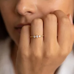 Milgrain Trilogy Diamond Ring in 18K Gold or Platinum