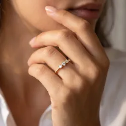 Milgrain Trilogy Diamond Ring in 18K Gold or Platinum