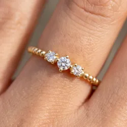 Milgrain Trilogy Diamond Ring in 18K Gold or Platinum