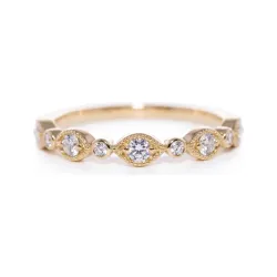 Marquise Milgrain Half Eternity Ring in 18K Gold or Platinum