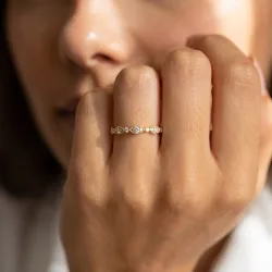 Marquise Milgrain Half Eternity Ring in 18K Gold or Platinum