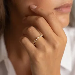Marquise Milgrain Half Eternity Ring in 18K Gold or Platinum