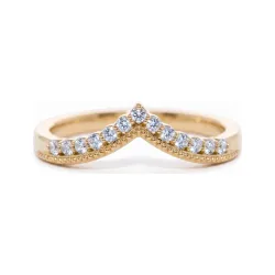 Milgrain Chevron Crown Ring in 18K Gold or Platinum Celinni