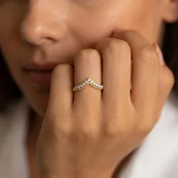 Milgrain Chevron Crown Ring in 18K Gold or Platinum Celinni