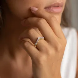 Milgrain Chevron Crown Ring in 18K Gold or Platinum Celinni