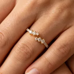 Open Diamond Cascade Ring in 18K Gold or Platinum | Celinni